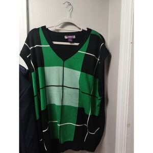 Empra Mens Arygle Green Black Front Vest, Cotton Acrylic, Size 4XL